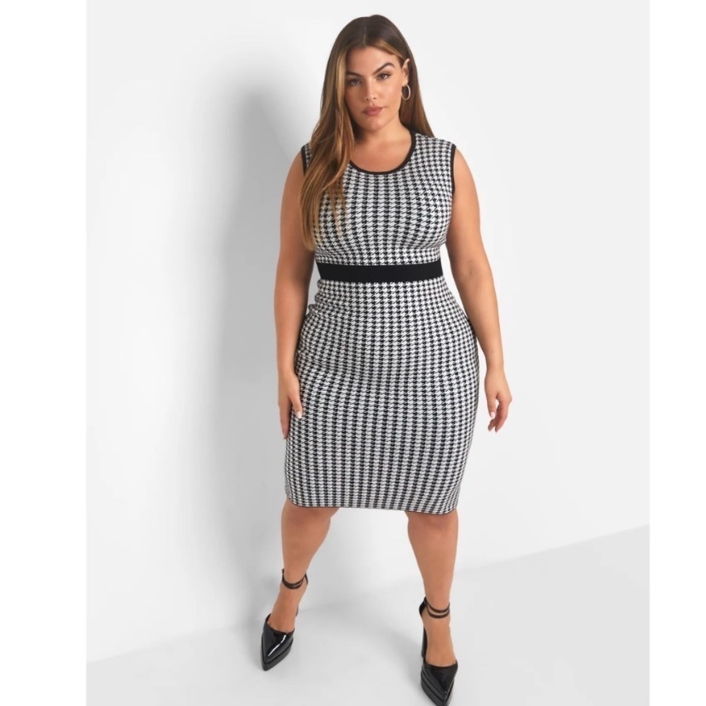 Susannah Knit Houndstooth Midi
Bodycon Dress - REBDOLLS new